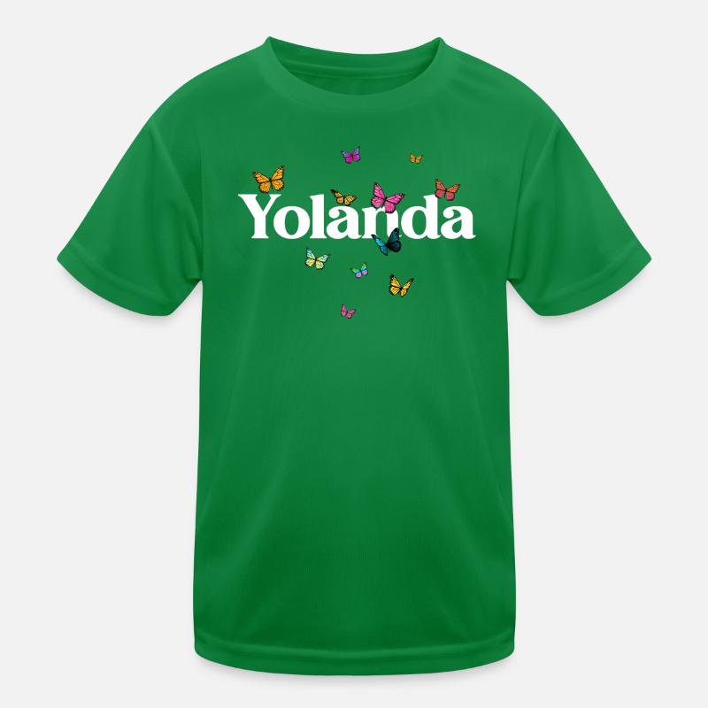 Schöner Mädchenname mit Schmetterlingen YOLANDA Kinder Funktions-T-Shirt
