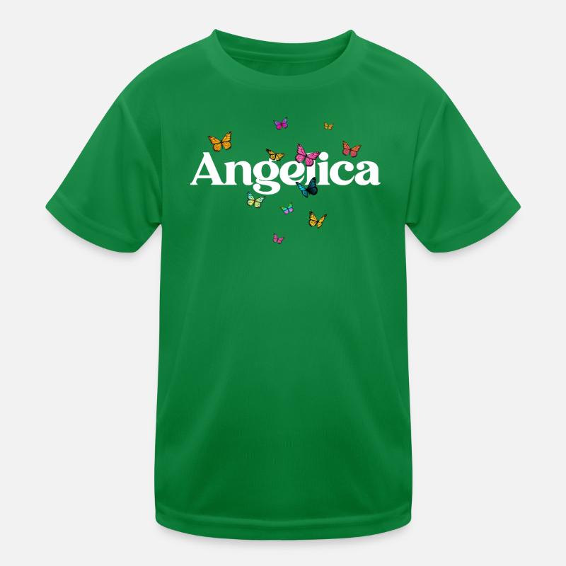 Schöner Mädchenname mit Schmetterlingen ANGELICA Kinder Funktions-T-Shirt