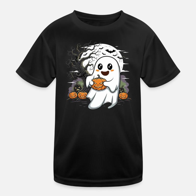 Niedlicher Geist mit Kürbislaterne Kinder Funktions-T-Shirt