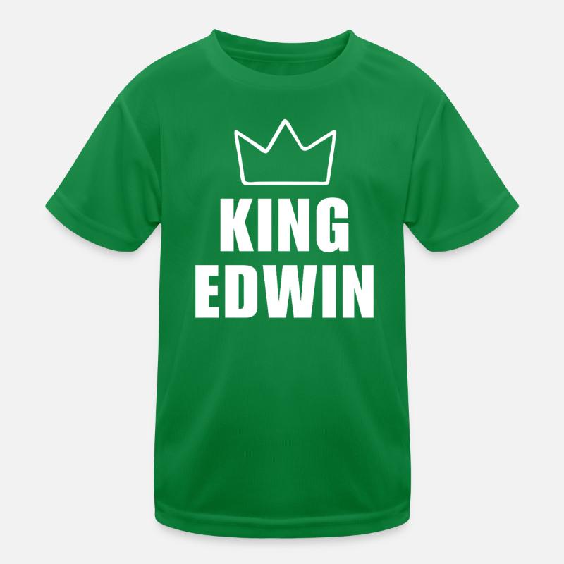 Edwin Name mit Buchstabe E - King Crown Shirt Kinder Funktions-T-Shirt
