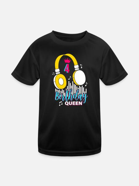 Anniversaire Reine 4ème anniversaire - T-shirt sport Enfant - noir - Devant