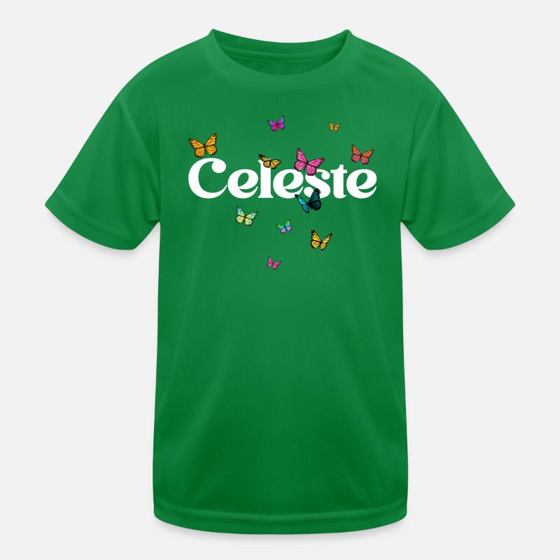 Schöner Mädchenname mit Schmetterlingen CELESTE Kinder Funktions-T-Shirt