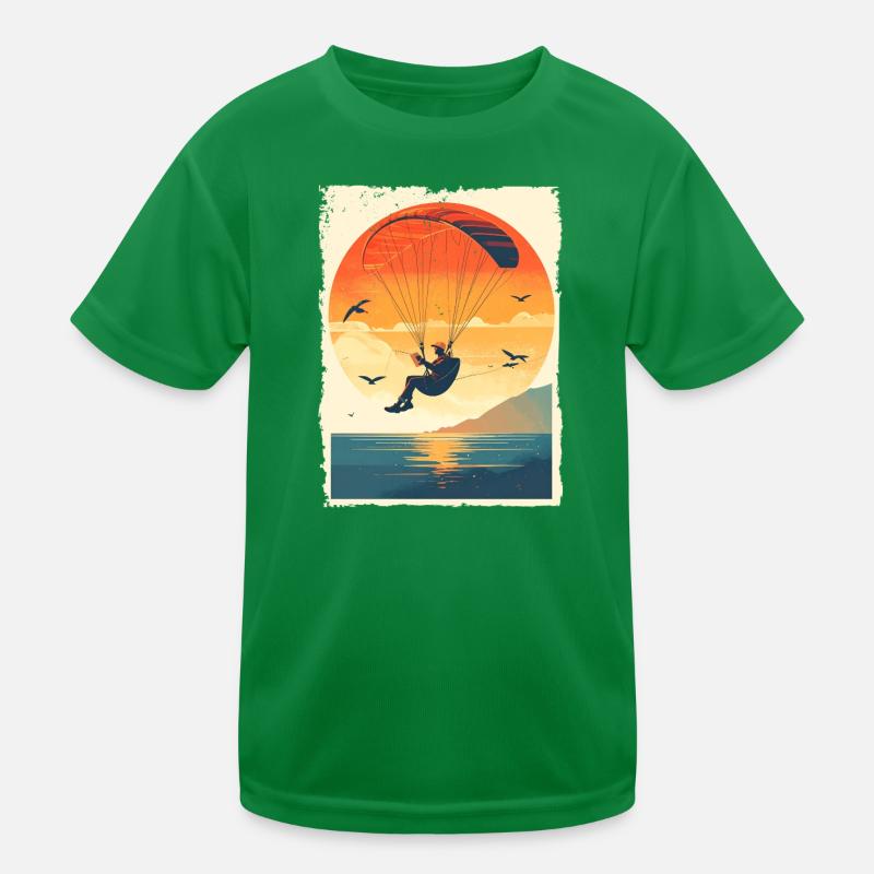 Abendstimmung mit Paragleiter über Wasser Kinder Funktions-T-Shirt