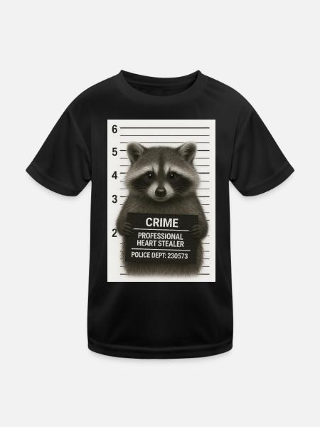 Raton laveur – vol de cœur avec un système - T-shirt sport Enfant - noir - Devant