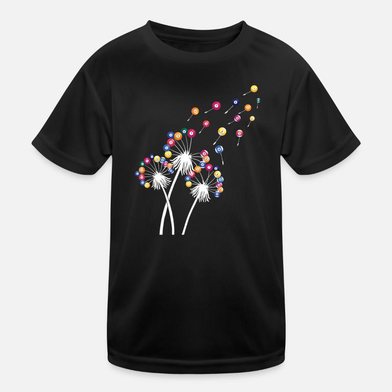 Löwenzahn-Billardkugel, lustiges Queue, Sportkunst Kinder Funktions-T-Shirt