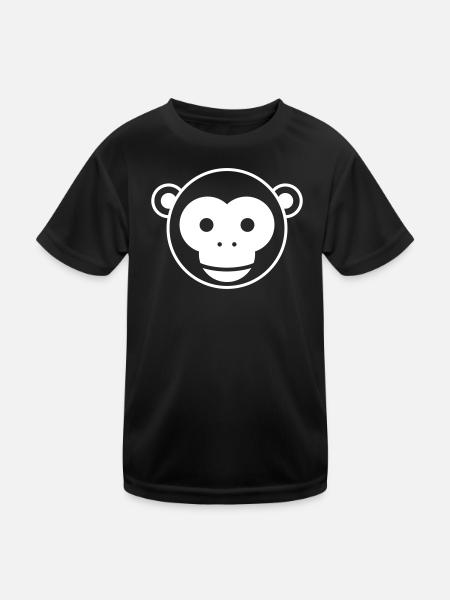Monkey Head – Cute Monkey Face Cartoon - Kids Functional T-Shirt - black - Front