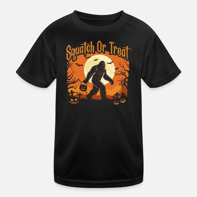 Kniebeugen oder Leckerli Spooky Bigfoot Halloween Kinder Funktions-T-Shirt