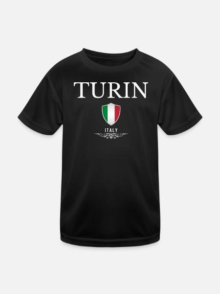 Turin, Italien, Souvenir Turin - Kinder Funktions-T-Shirt - Schwarz - Vorne