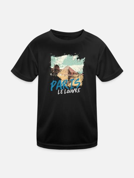 Die Pyramide des Louvre und die Denkmäler von Paris - Kinder Funktions-T-Shirt - Schwarz - Vorne