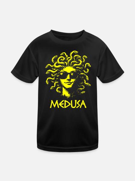 Medusa with sunglasses - Kids Functional T-Shirt - black - Front