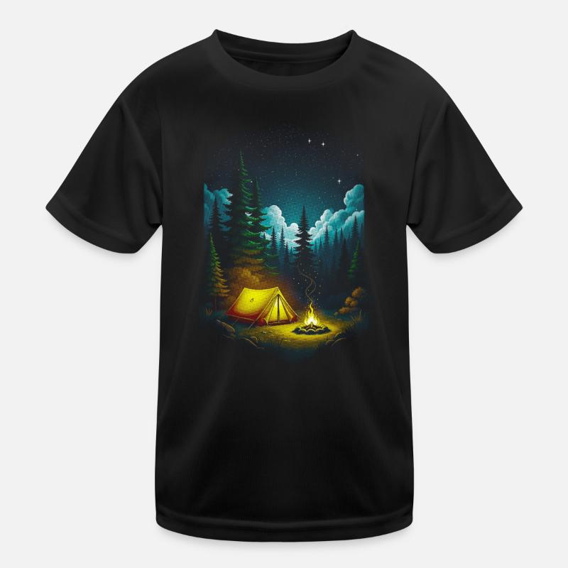 Nuit étoilée, feu de camp, scène de forêt T-shirt sport Enfant