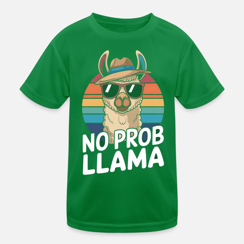No Prob Llama Retro Sunburst Design Kids Functional T-Shirt