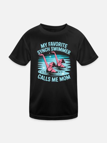 Synchronschwimmen Kunstschwimmen Wassersport - Kinder Funktions-T-Shirt - Schwarz - Vorne