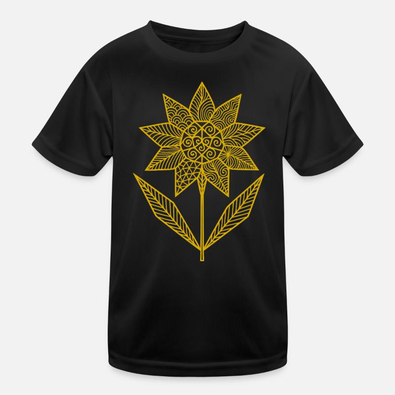 Geometric Mandala Flower Illustration Kids Functional T-Shirt