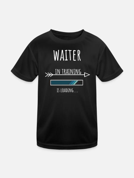Waiter Gift Profession Training Waiter - Kids Functional T-Shirt - black - Front