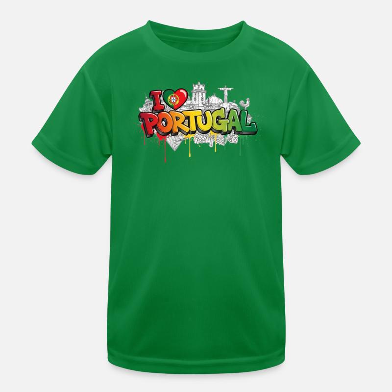 Drapeau portugais Monuments Graffiti Art T-shirt sport Enfant