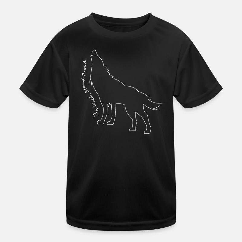 Howling Wolf Line Art Design - Kids Functional T-Shirt - black