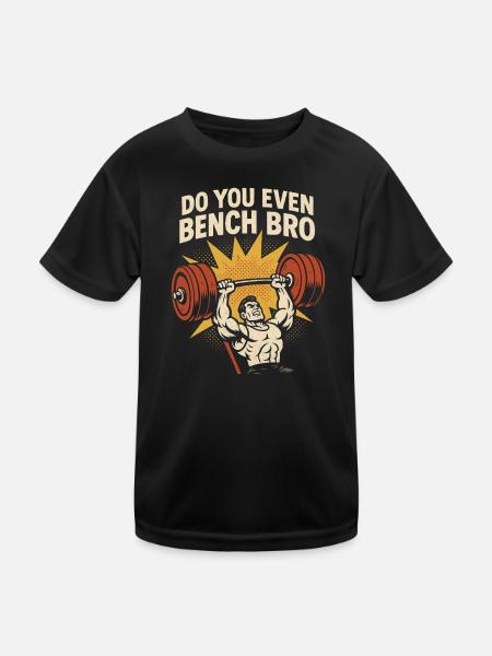 Bench Press Mememe Discover Me Bro Gym - Kids Functional T-Shirt - black - Front