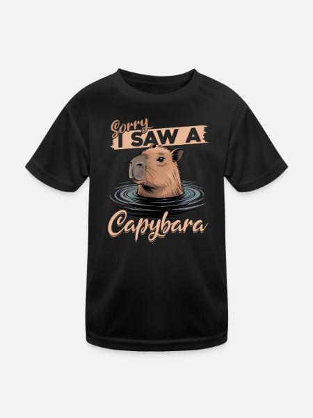 Funny aesthetic Kawaii Capybara - Kids Functional T-Shirt - black - Front