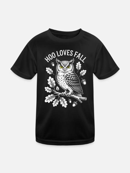 Owl in Autumn Magic - Funny Saying in Autumn - Kids Functional T-Shirt - black - Front