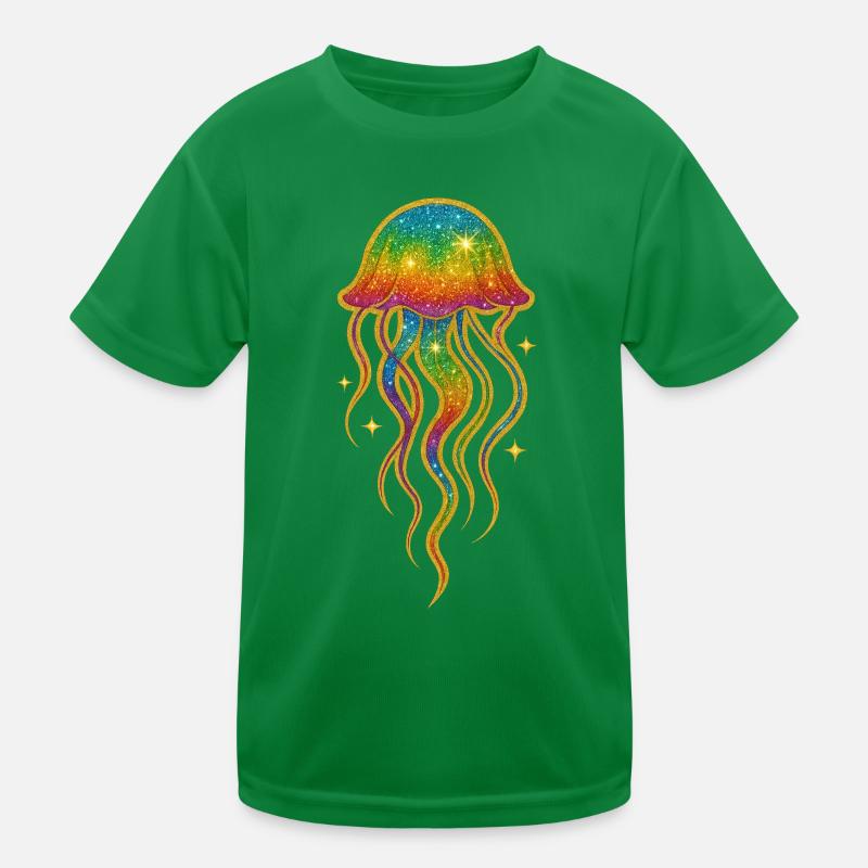 Rainbow Glitter Jellyfish Kids Functional T-Shirt
