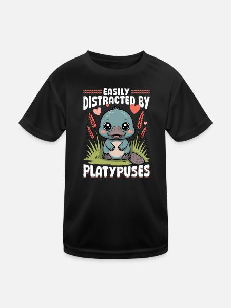 Funny aesthetic Kawaii Platypus - Kids Functional T-Shirt - black - Front