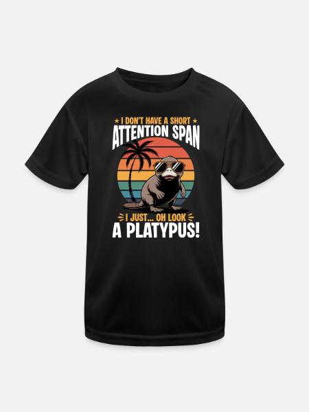 Funny aesthetic Kawaii Platypus - Kids Functional T-Shirt - black - Front