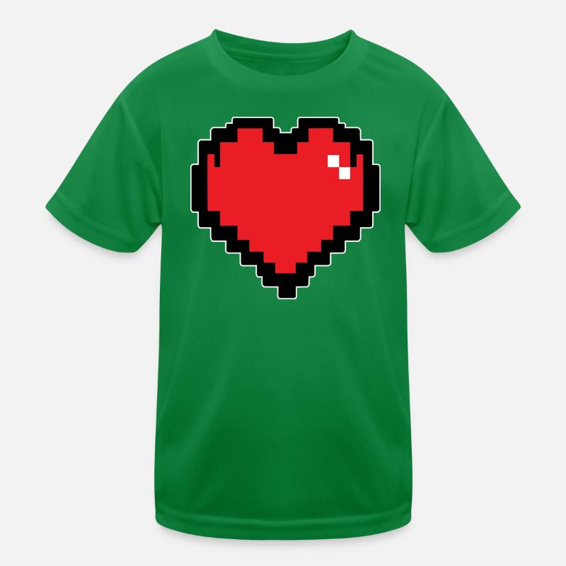 Retro Rotes Pixelherz Kinder Funktions-T-Shirt