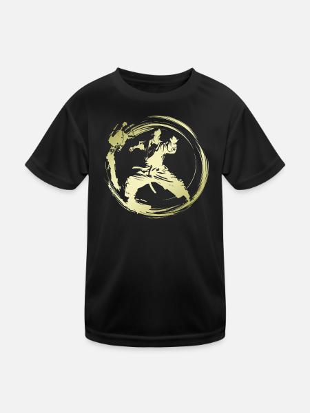 Karate Silhouette Fighter - Kids Functional T-Shirt - black - Front