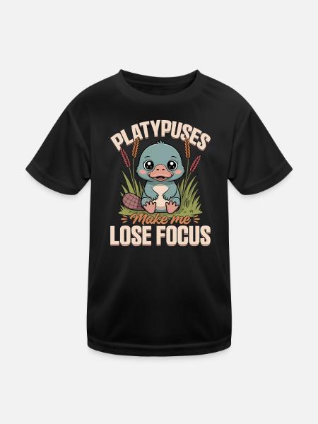 Funny aesthetic Kawaii Platypus - Kids Functional T-Shirt - black - Front