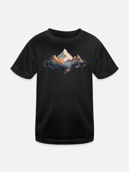 Berge - Kinder Funktions-T-Shirt - Schwarz