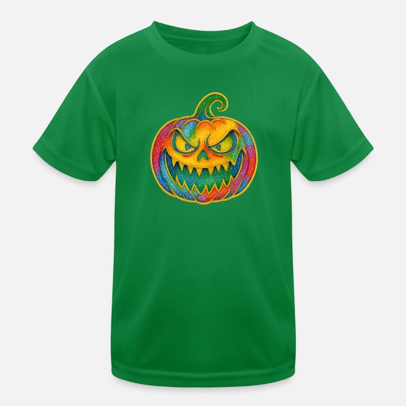 Rainbow Pumpkin Grin Kids Functional T-Shirt