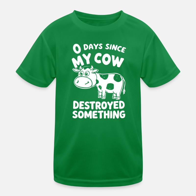 0 Days Since My Cow Destroyed Something Fun Kinder Funktions-T-Shirt