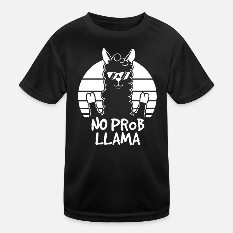 No Prob Lama Retro Sonne Kinder Funktions-T-Shirt