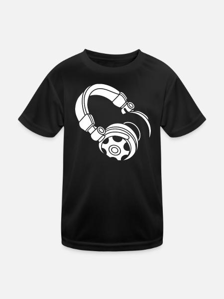 Kopfhörer Silhouette: DJ & Musik Vibes - Kinder Funktions-T-Shirt - Schwarz - Vorne