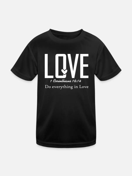 Alles in Liebe machen – Cross Design - Kinder Funktions-T-Shirt - Schwarz - Vorne