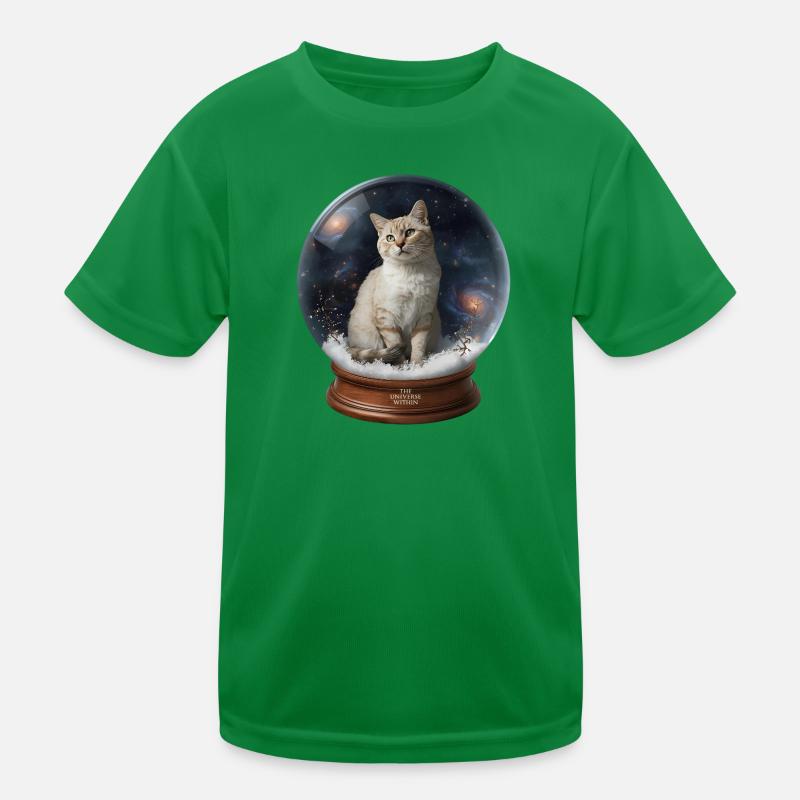 Cosmic Cat in Snow Globe Kinder Funktions-T-Shirt