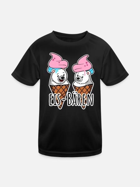 Zwei leckere Eis Bären an der Eisdiele - Kinder Funktions-T-Shirt - Schwarz - Vorne