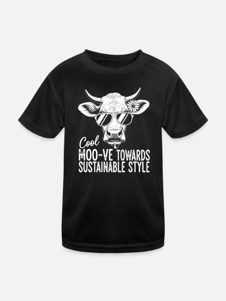 Moo-ve Towards Nachhaltigem Stil - Kinder Funktions-T-Shirt - Schwarz - Vorne