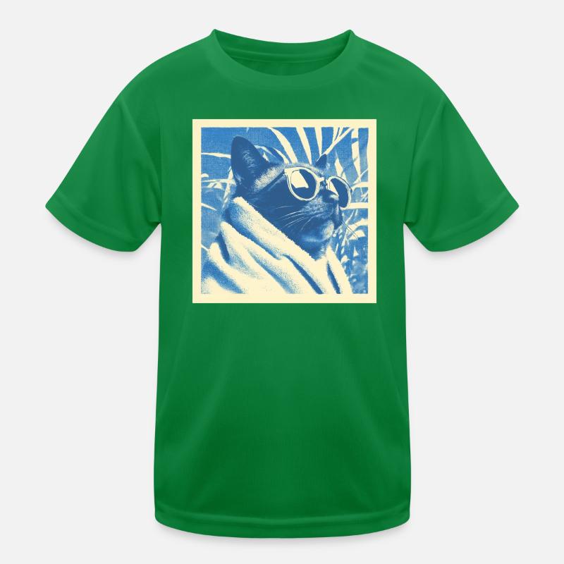 Cool Retro Cat Design Kinder Funktions-T-Shirt