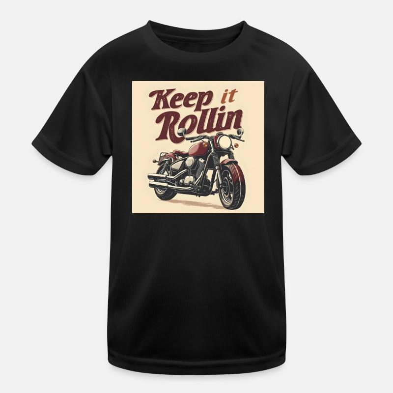 Keep it Rollin' – Minimalist Typography - Kids Functional T-Shirt - black