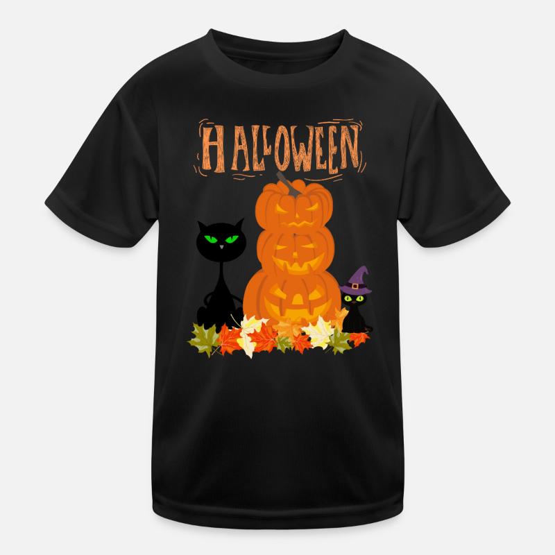 Halloween Stack Pumpkins Cat Kinder Funktions-T-Shirt
