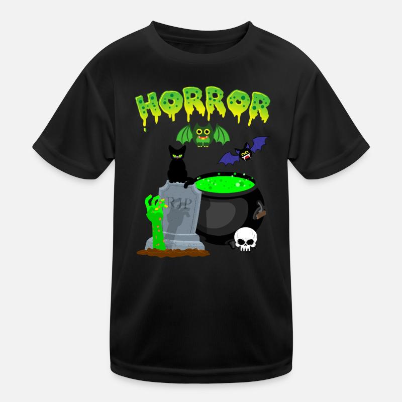 Chaudron de la Sorcière Verte Nuit Effrayante T-shirt sport Enfant