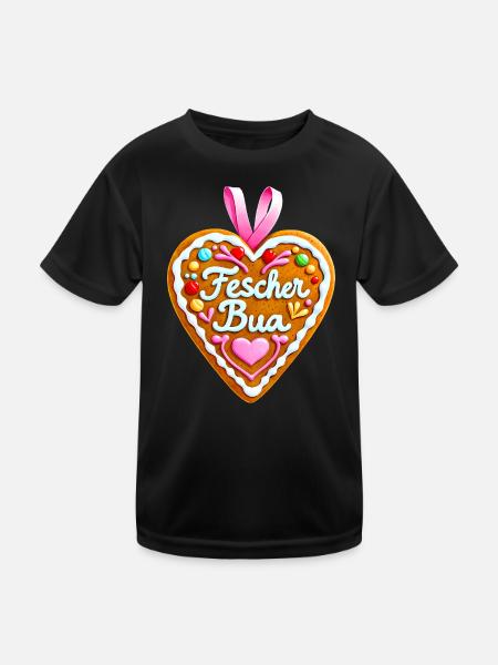 Gingerbread Heart October Folk Festival Traditional Costume Fescher Bua - Kids Functional T-Shirt - black - Front