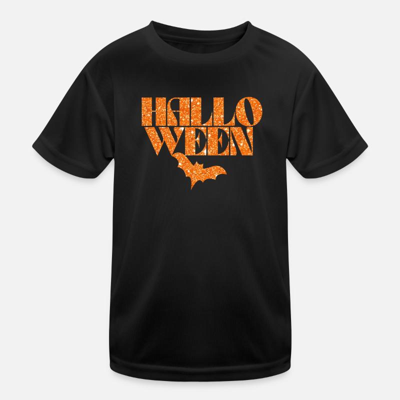 Halloween Orange Bat Silhouette Kids Functional T-Shirt