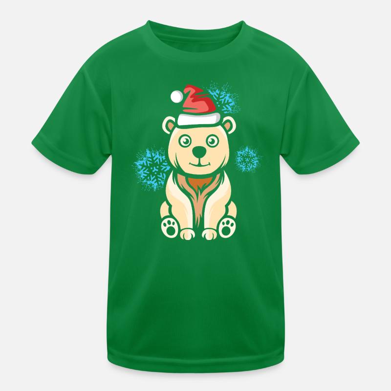 Weihnachts Eisbär mit Schneeflocken Kinder Funktions-T-Shirt