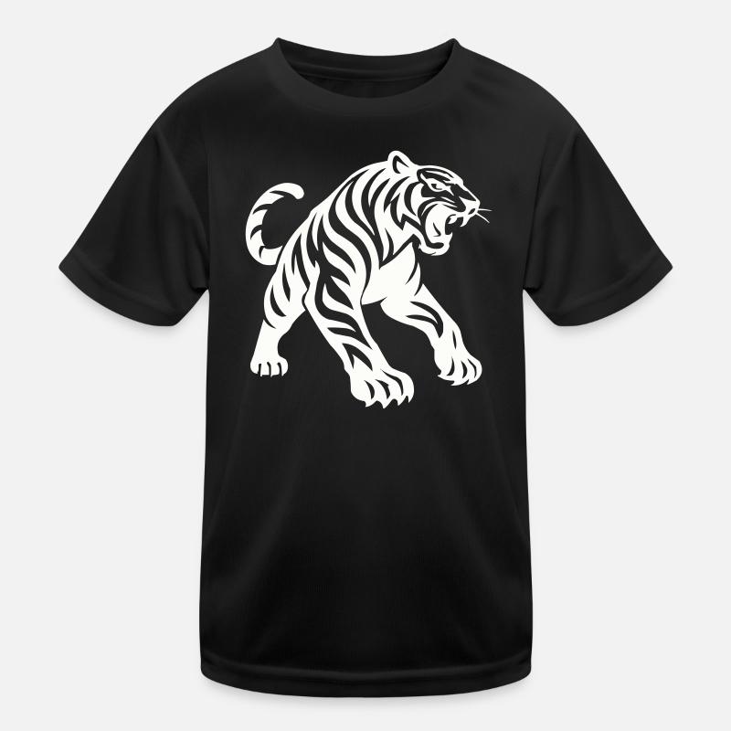 Tiger Silhouette - Kids Functional T-Shirt - black