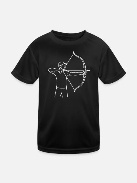 Bogenschütze Skizze – minimalistisches Sport Motiv - Kinder Funktions-T-Shirt - Schwarz - Vorne