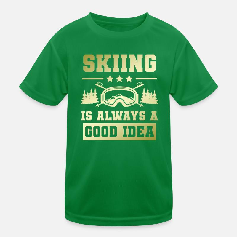 ski skiing Kinder Funktions-T-Shirt