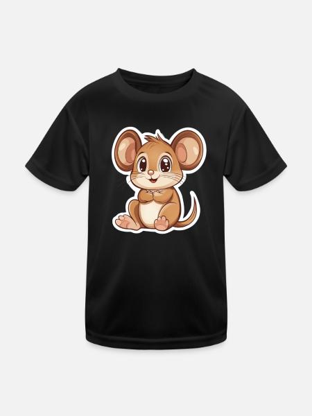 Maus - Kinder Funktions-T-Shirt - Schwarz - Vorne